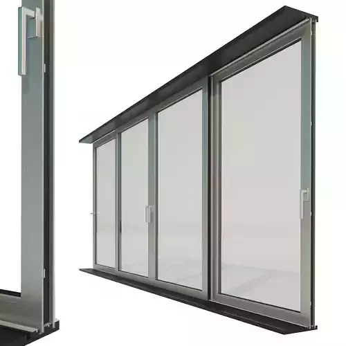 Panoramic sliding system Window Door Low-poly 3D model
