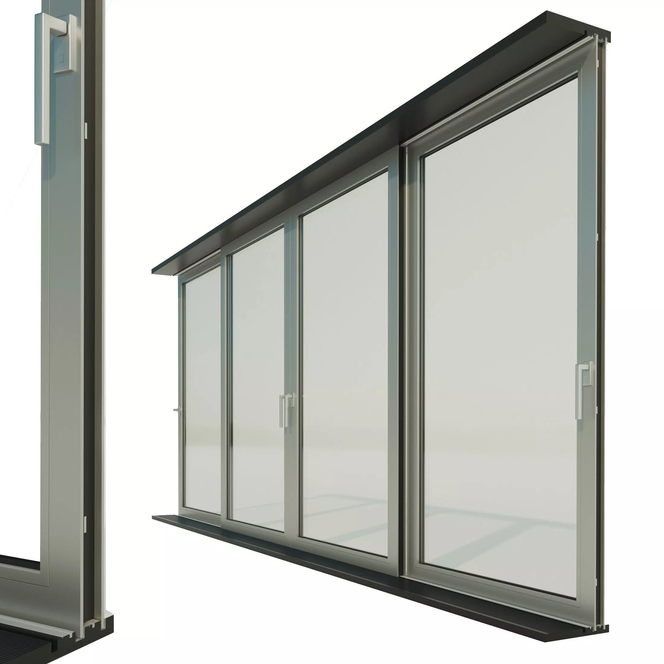 Panoramic sliding system Window Door Low-poly 3D model_0
