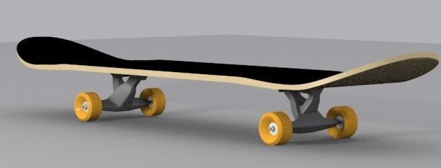 Skateboard with wheels 3D model_2