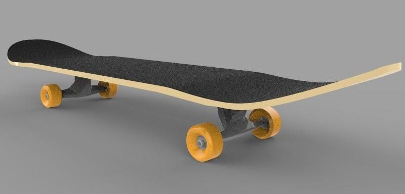 Skateboard with wheels 3D model_5