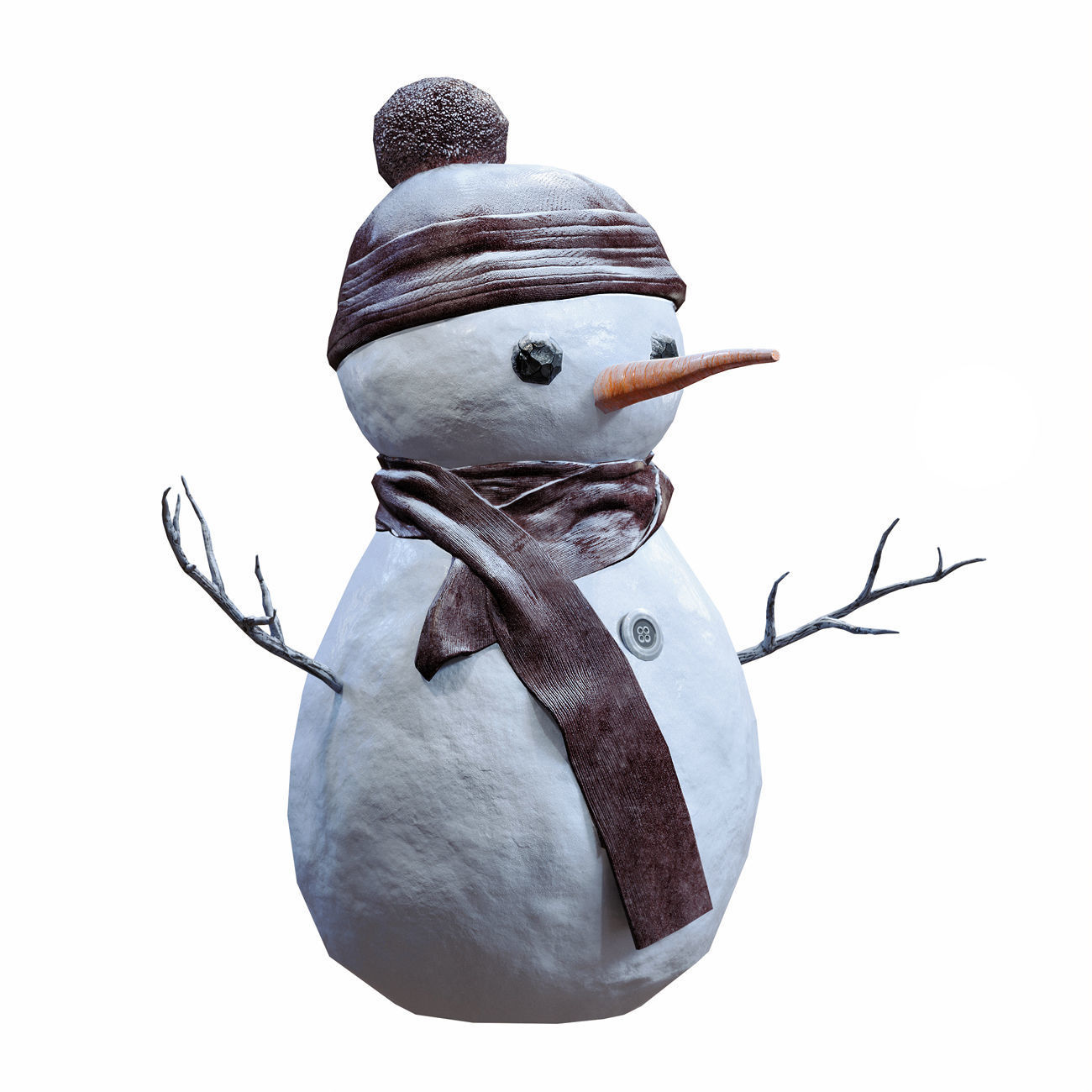 Snowman wearing scarf and hat Low-poly 3D model_14
