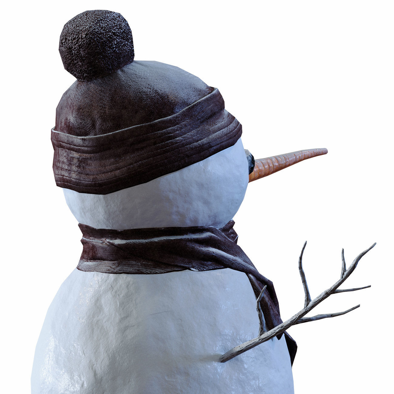 Snowman wearing scarf and hat Low-poly 3D model_8