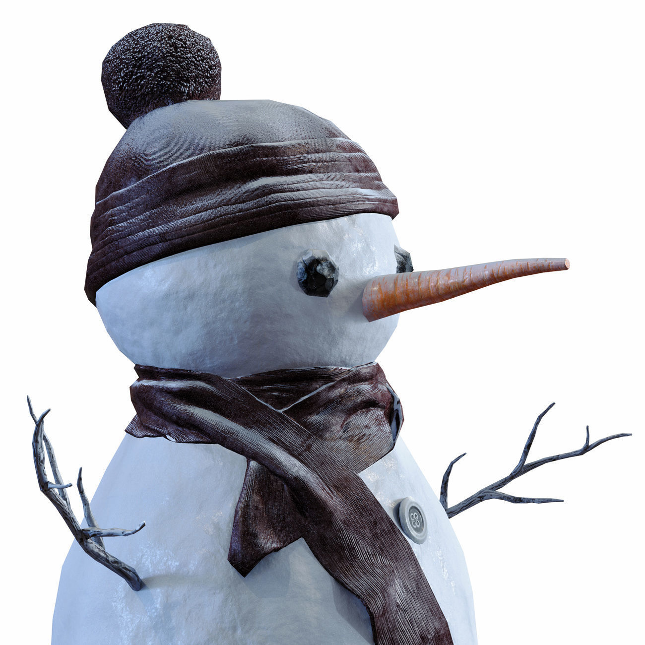 Snowman wearing scarf and hat Low-poly 3D model_4