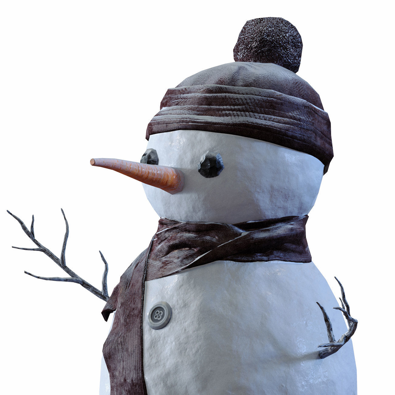 Snowman wearing scarf and hat Low-poly 3D model_2