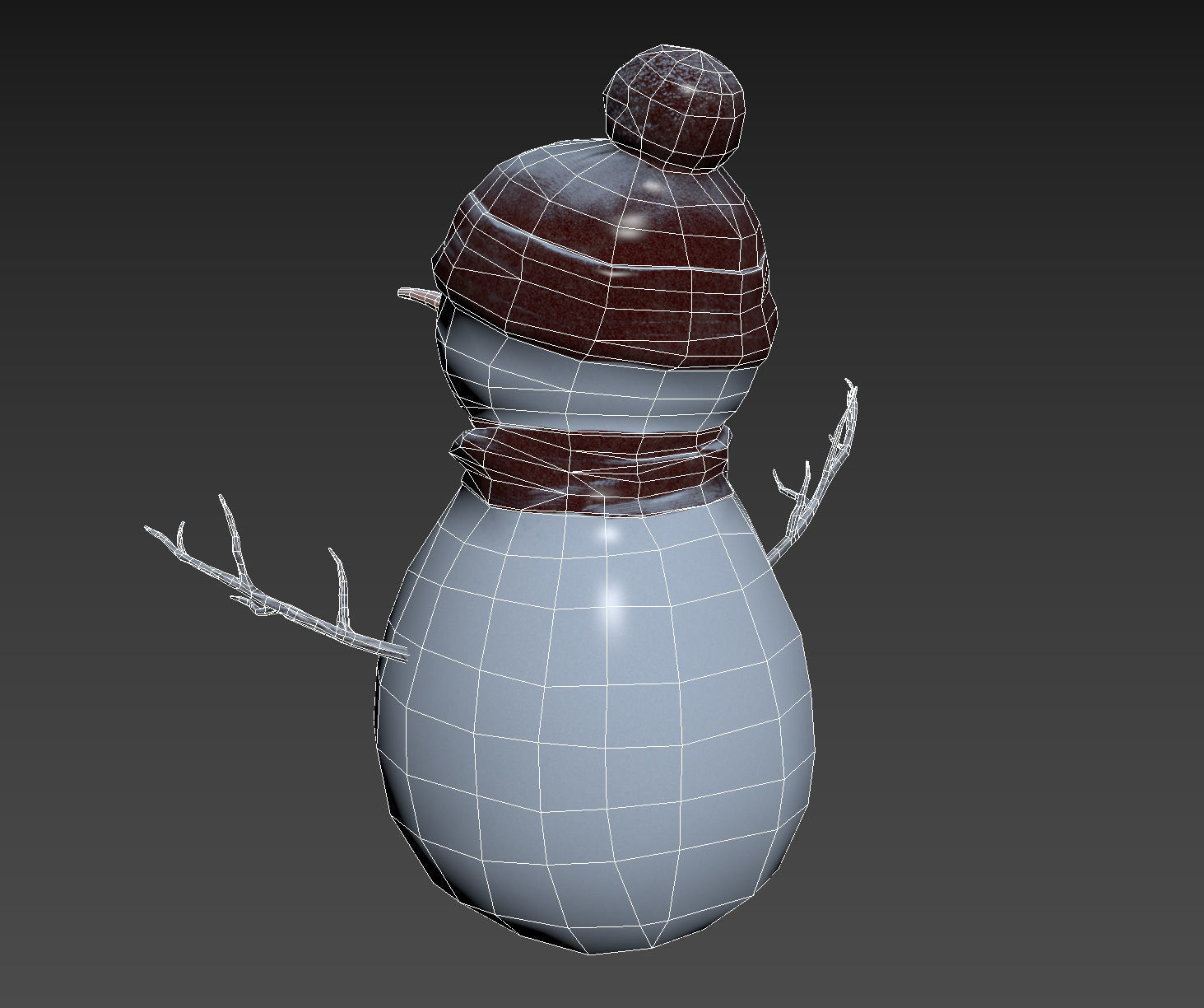 Snowman wearing scarf and hat Low-poly 3D model_13