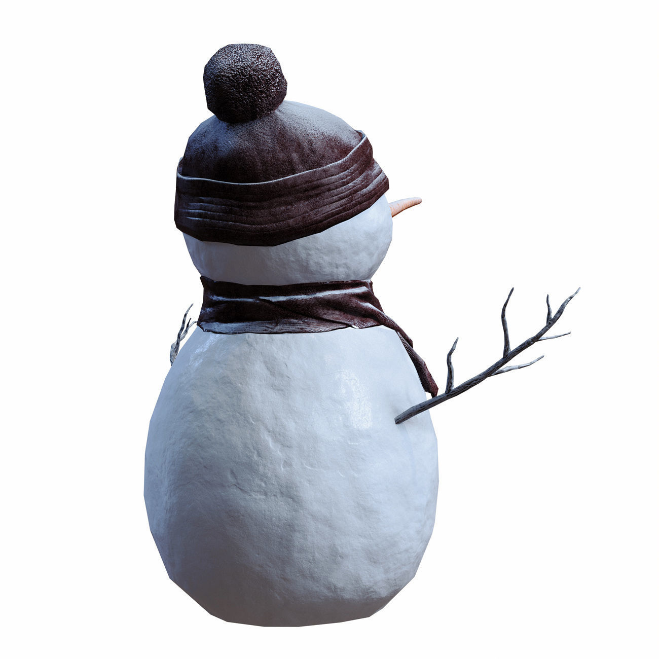Snowman wearing scarf and hat Low-poly 3D model_3
