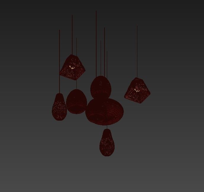 wood collection pendant lamp made of bricks 3D model_2