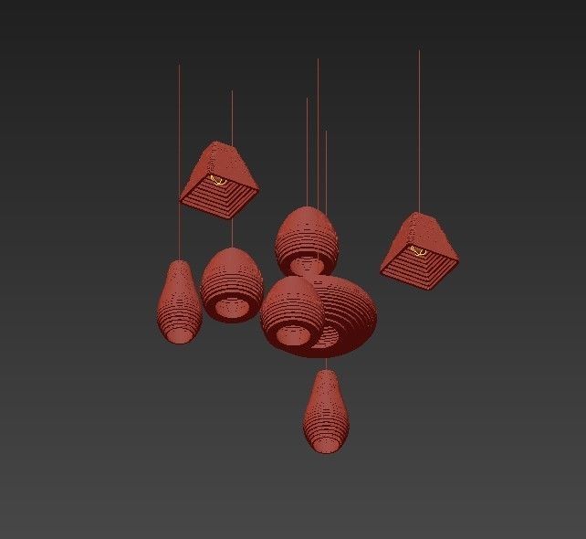 wood collection pendant lamp made of bricks 3D model_1