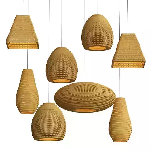 wood collection pendant lamp made of bricks