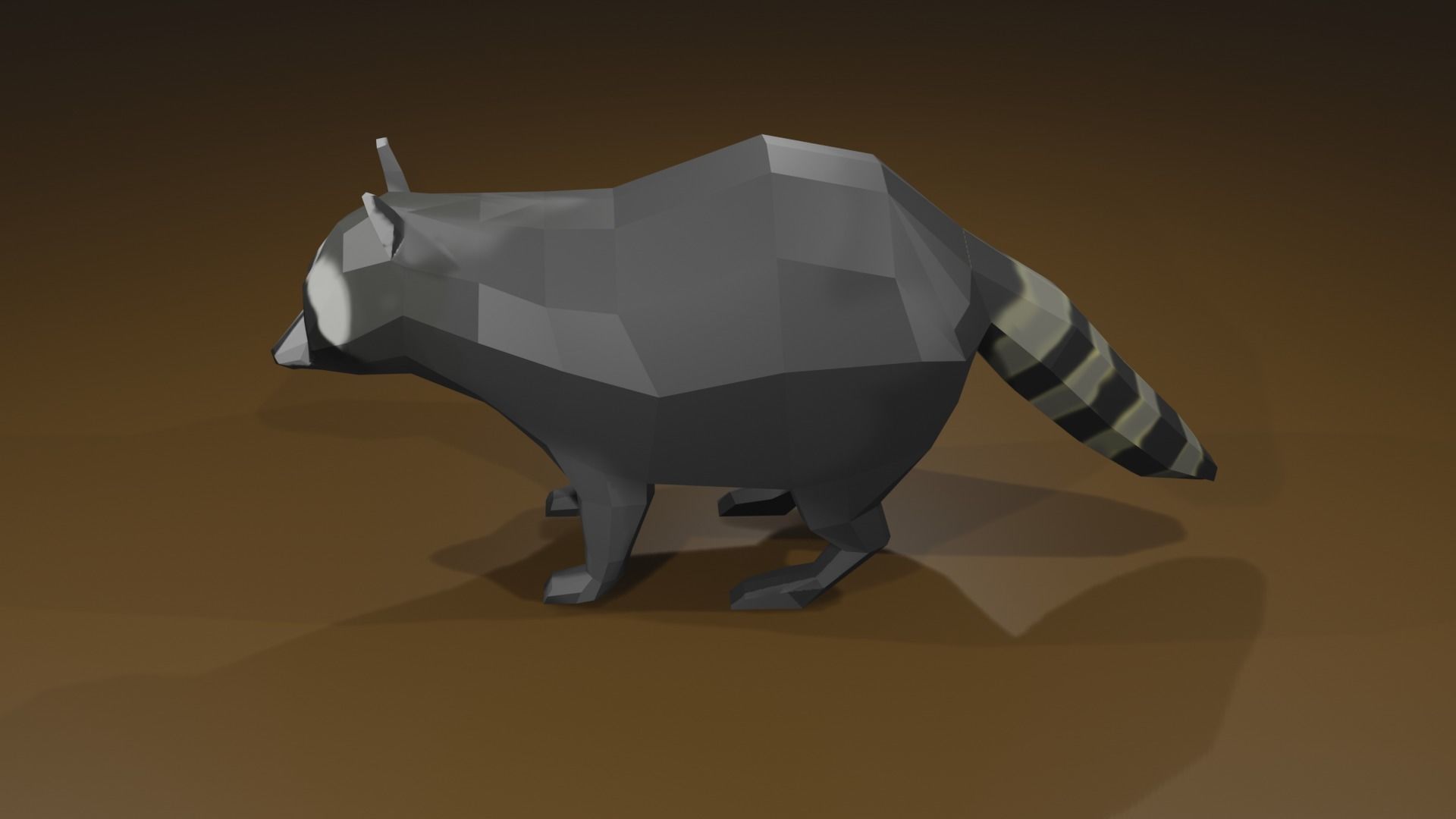 Raccon raccoon Low-poly 3D model_4