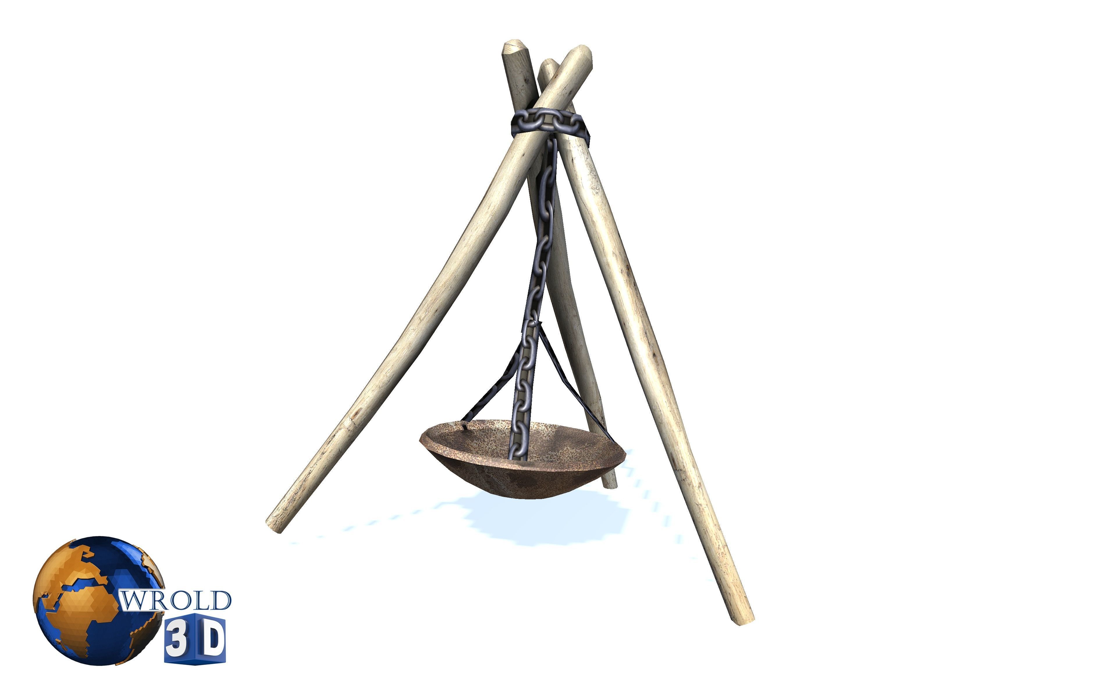 Campfire lowpoly fireplace 3d model Low-poly 3D model_3