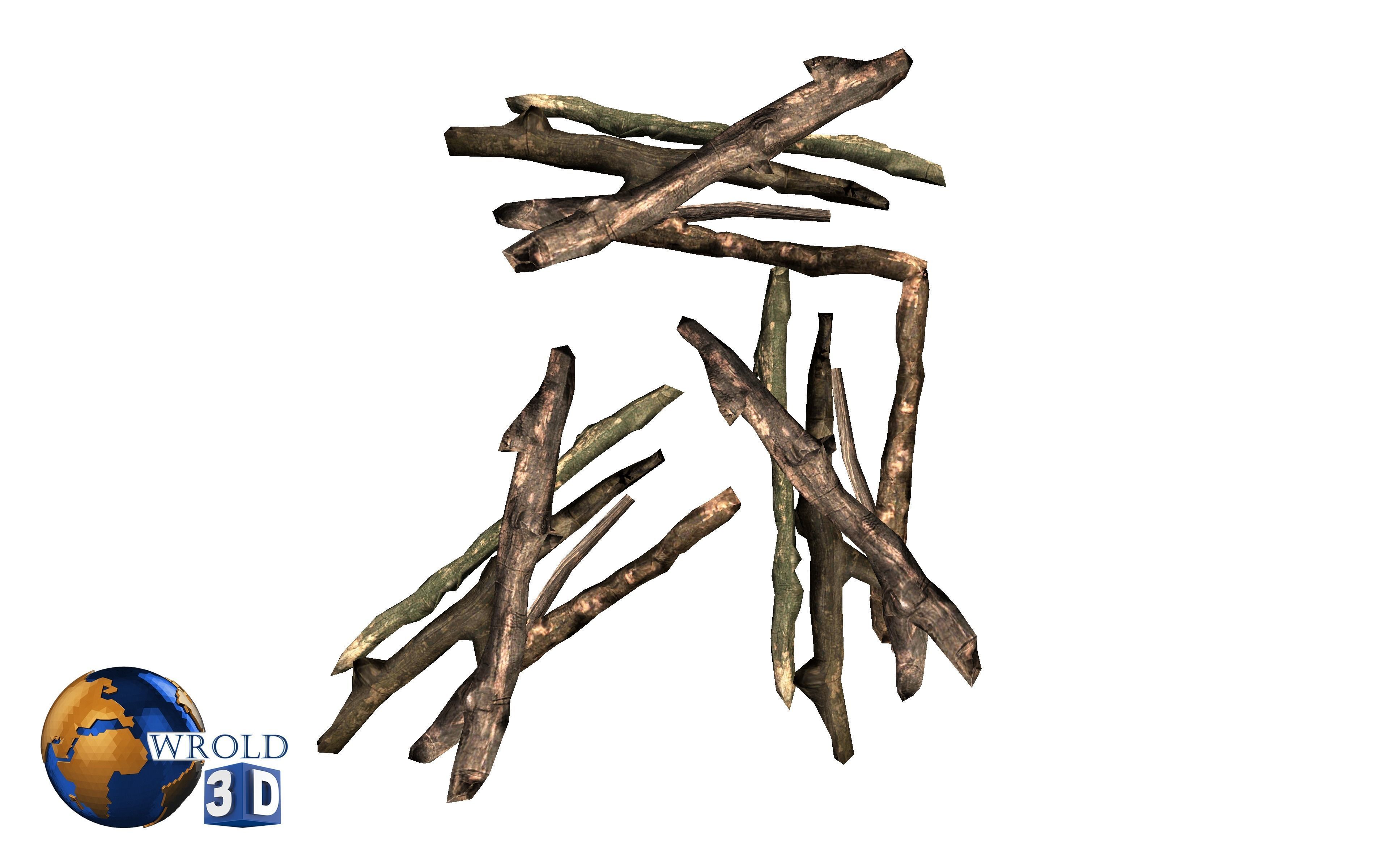 Campfire lowpoly fireplace 3d model Low-poly 3D model_4