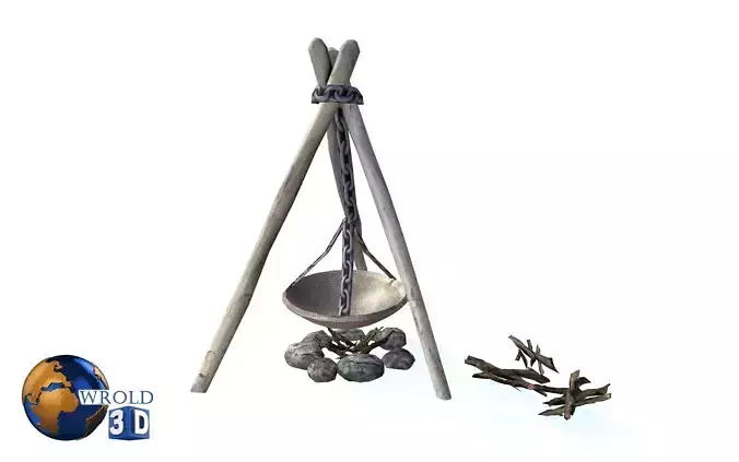 Campfire lowpoly fireplace 3d model