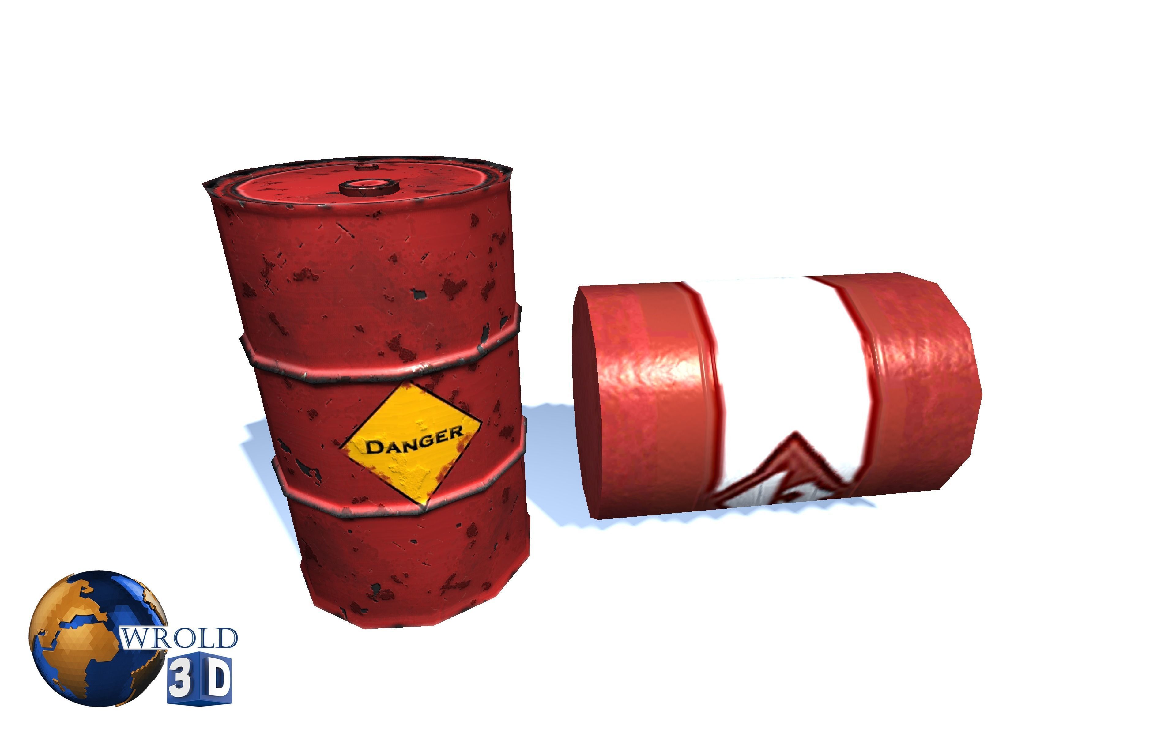 Explosive barrel cylinder Pack Lowpoly 3d model Low-poly 3D model_4