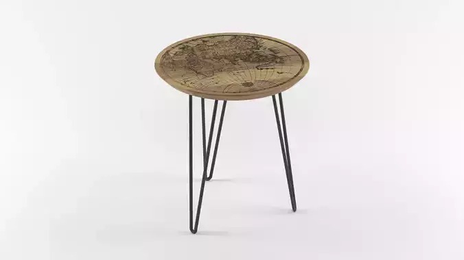 World map table 3D model