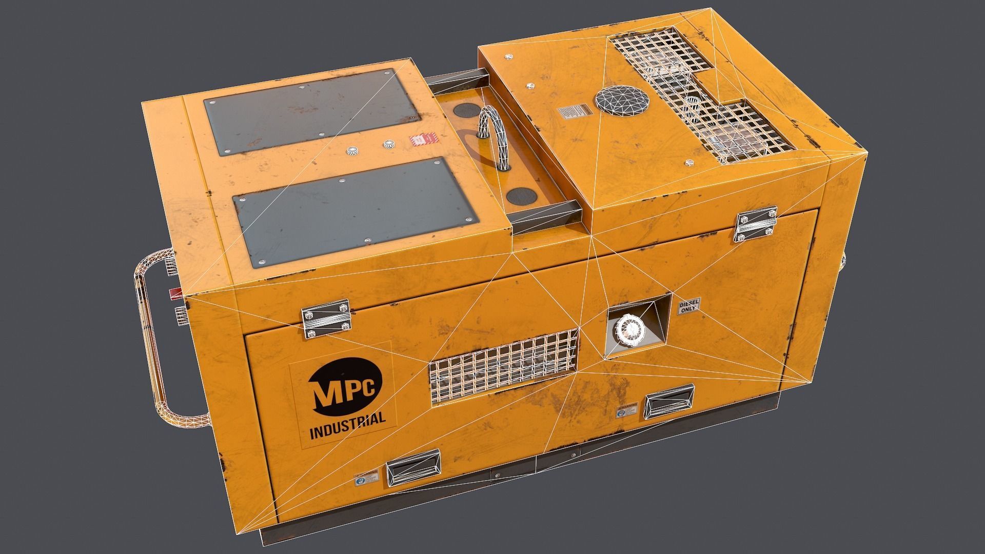 Air compressor Low-poly 3D model_10