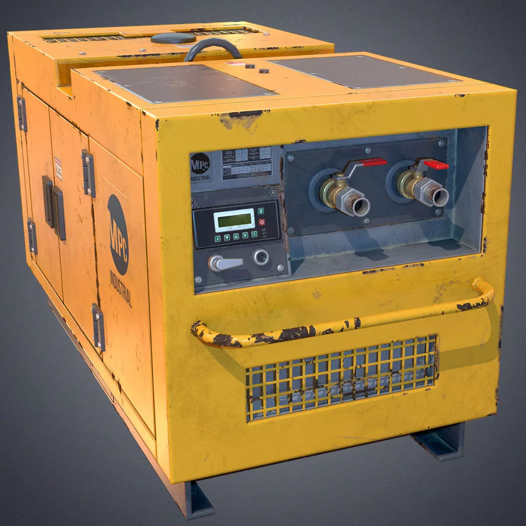 Air compressor Low-poly 3D model_0