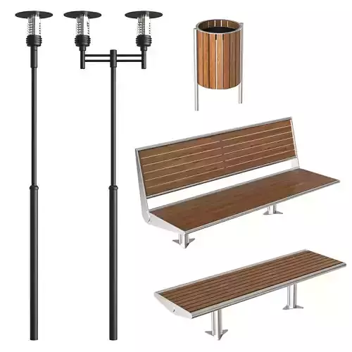 Exterior lamps and benches 