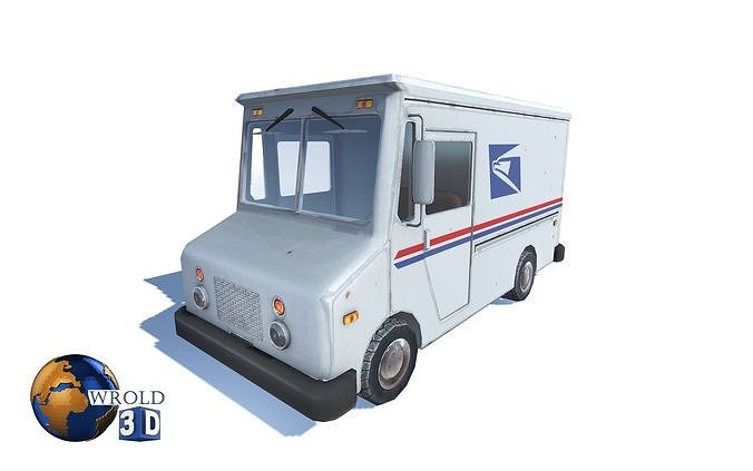 Mail Car lowpoly vehicle 3d model Low-poly 3D model