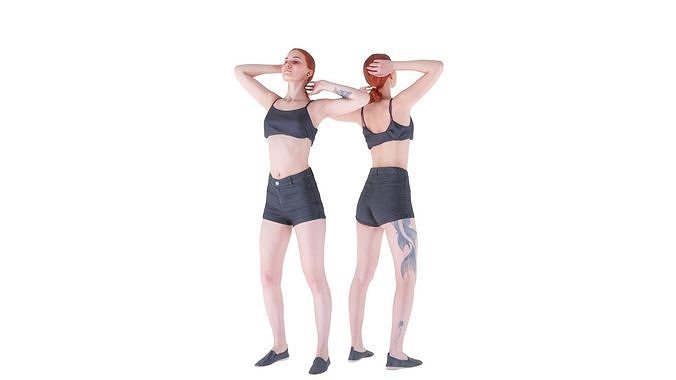 Sexy redhead lady posing 99 Low-poly 3D model