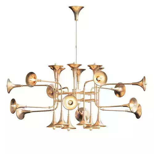 BOTTI brass horn chandelier
