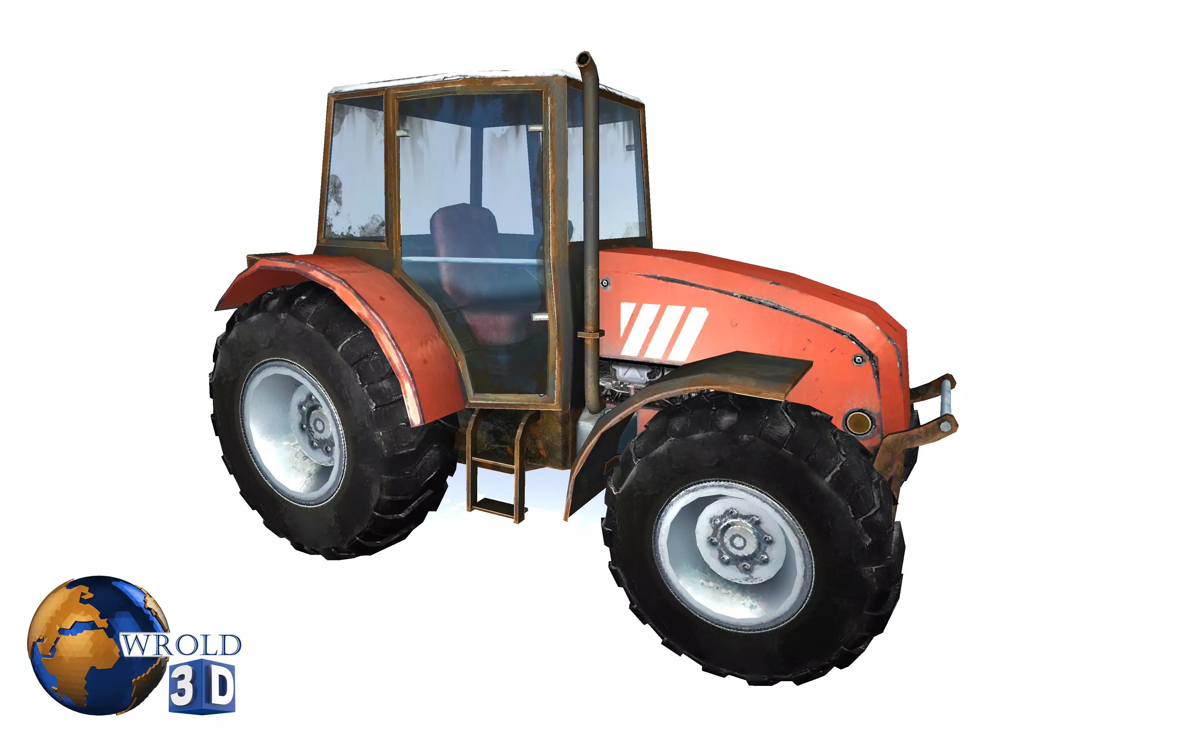 Lowpoly Tractor Gameready 3d model Low-poly 3D model_0