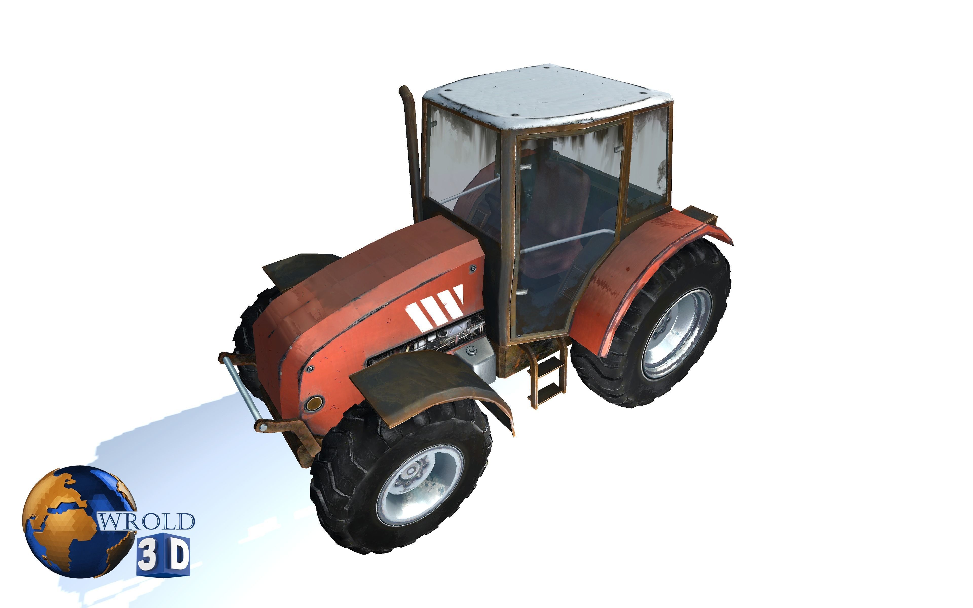 Lowpoly Tractor Gameready 3d model Low-poly 3D model_6