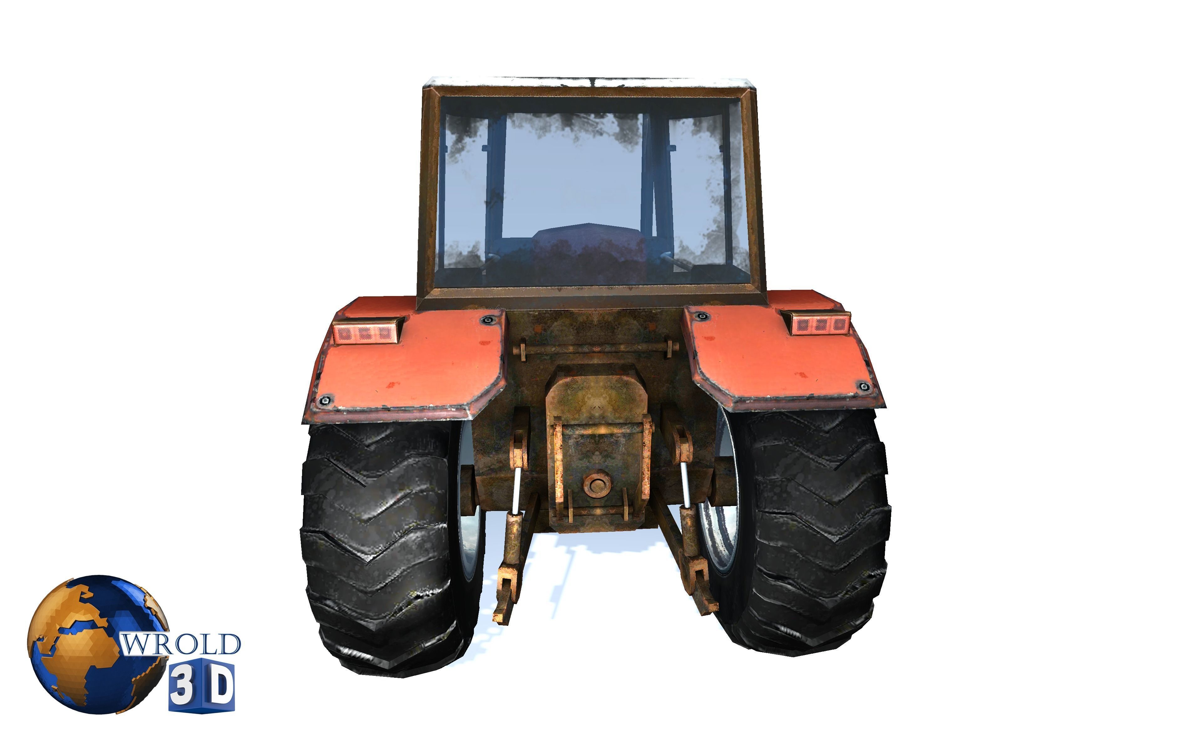 Lowpoly Tractor Gameready 3d model Low-poly 3D model_2