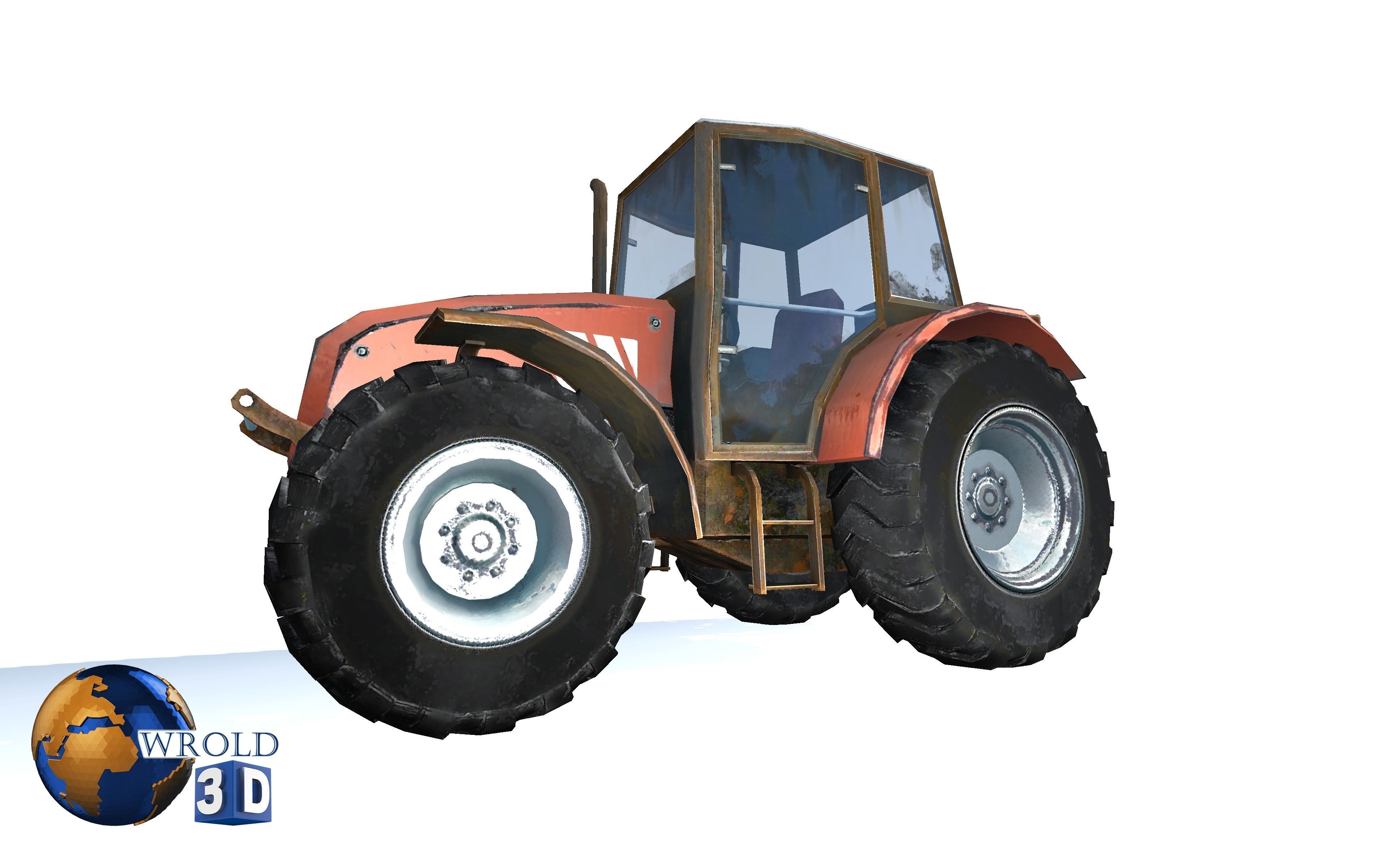 Lowpoly Tractor Gameready 3d model Low-poly 3D model_5