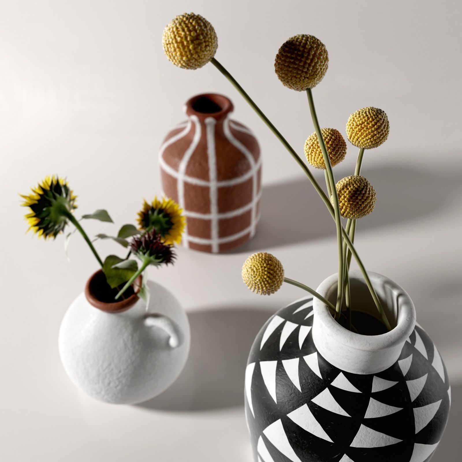 Morocco Vases with Flowers 3D model_2