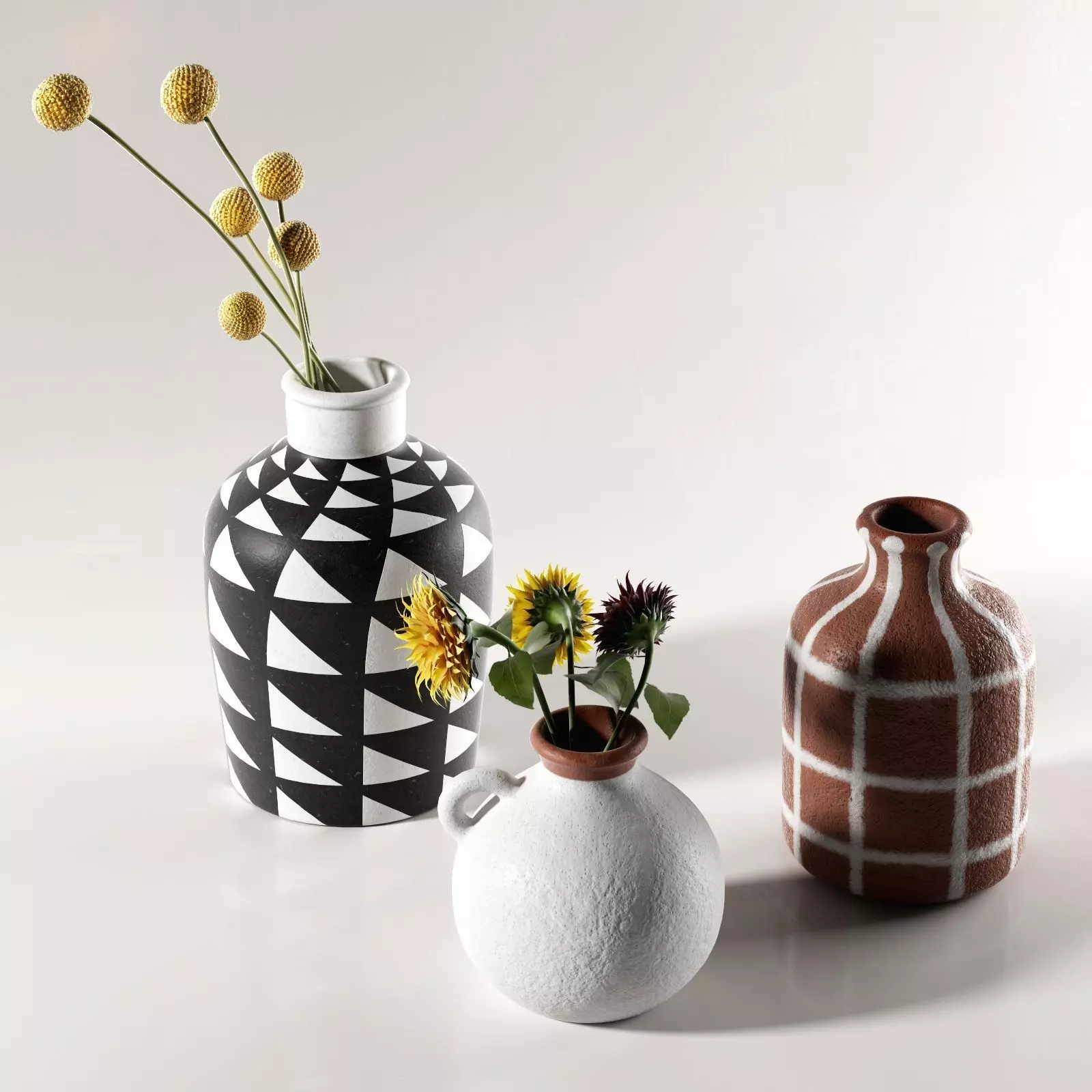 Morocco Vases with Flowers 3D model_0
