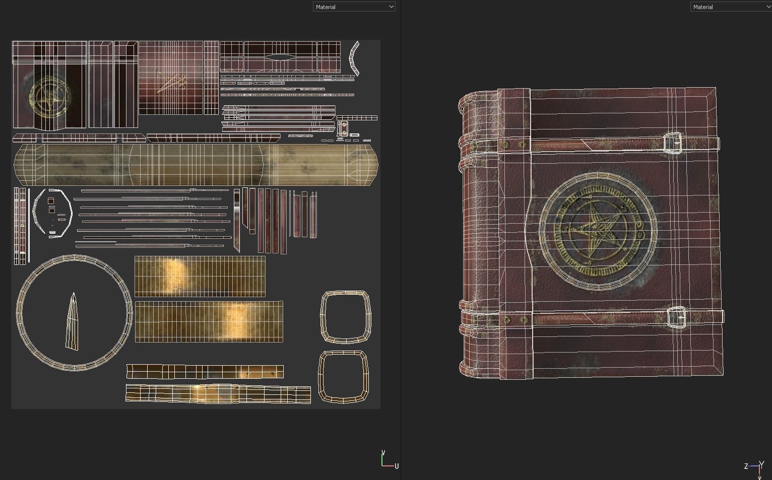 Old Magic Book Low-poly 3D model_9