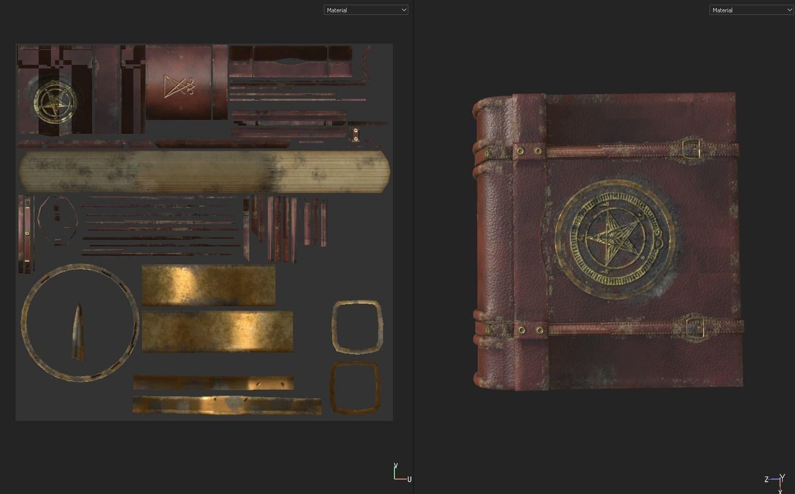 Old Magic Book Low-poly 3D model_7