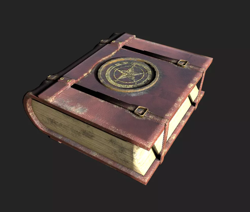 Old Magic Book Low-poly 3D model_0