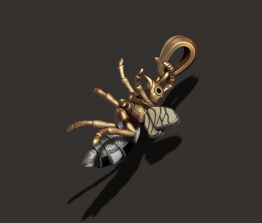 Bee pendant with enamel 3D print model_4