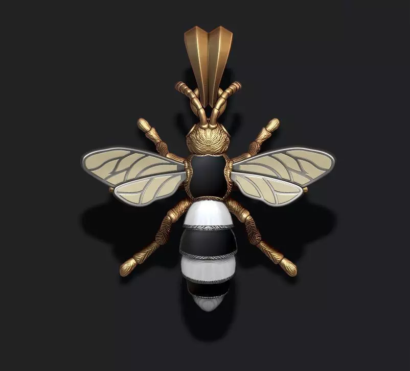 Bee pendant with enamel 3D print model_0