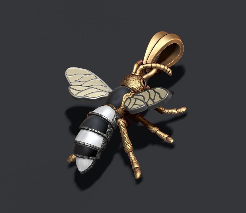 Bee pendant with enamel 3D print model_6