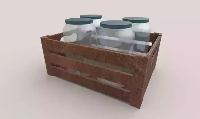 Wooden Crate With Jars