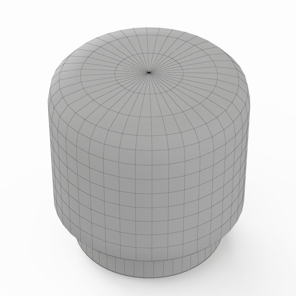 Fur Round Pouf 3D model_5