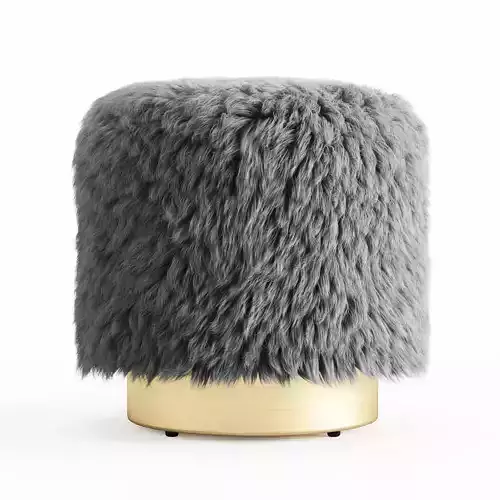 Fur Round Pouf 3D model