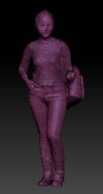 Woman dressed in black with a backpack 100 Low-poly 3D model_7