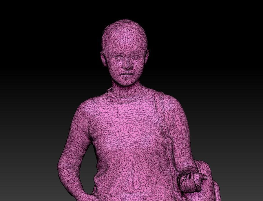 Woman dressed in black with a backpack 100 Low-poly 3D model_4