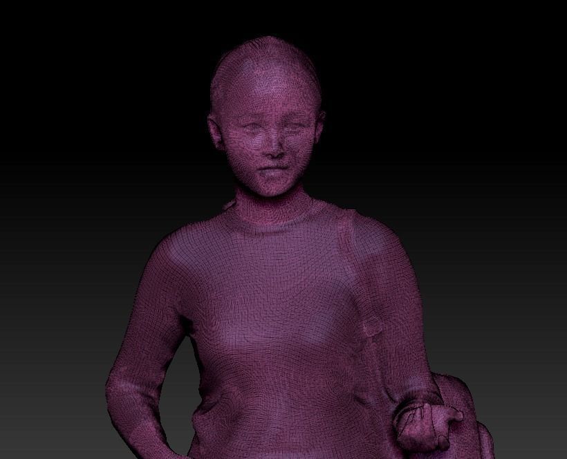 Woman dressed in black with a backpack 100 Low-poly 3D model_5