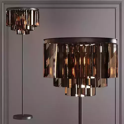 RH 1920S ODEON SMOKE GLASS FLOOR LAMP 3-TIER Black