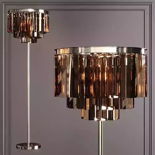 RH 1920S ODEON SMOKE GLASS FLOOR LAMP 3-TIER Nickel