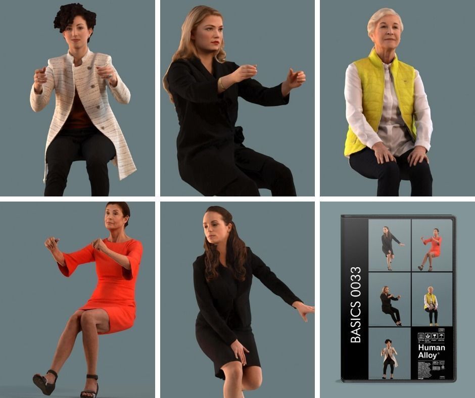 Low-poly set of 3D women driving a car 3D model_1