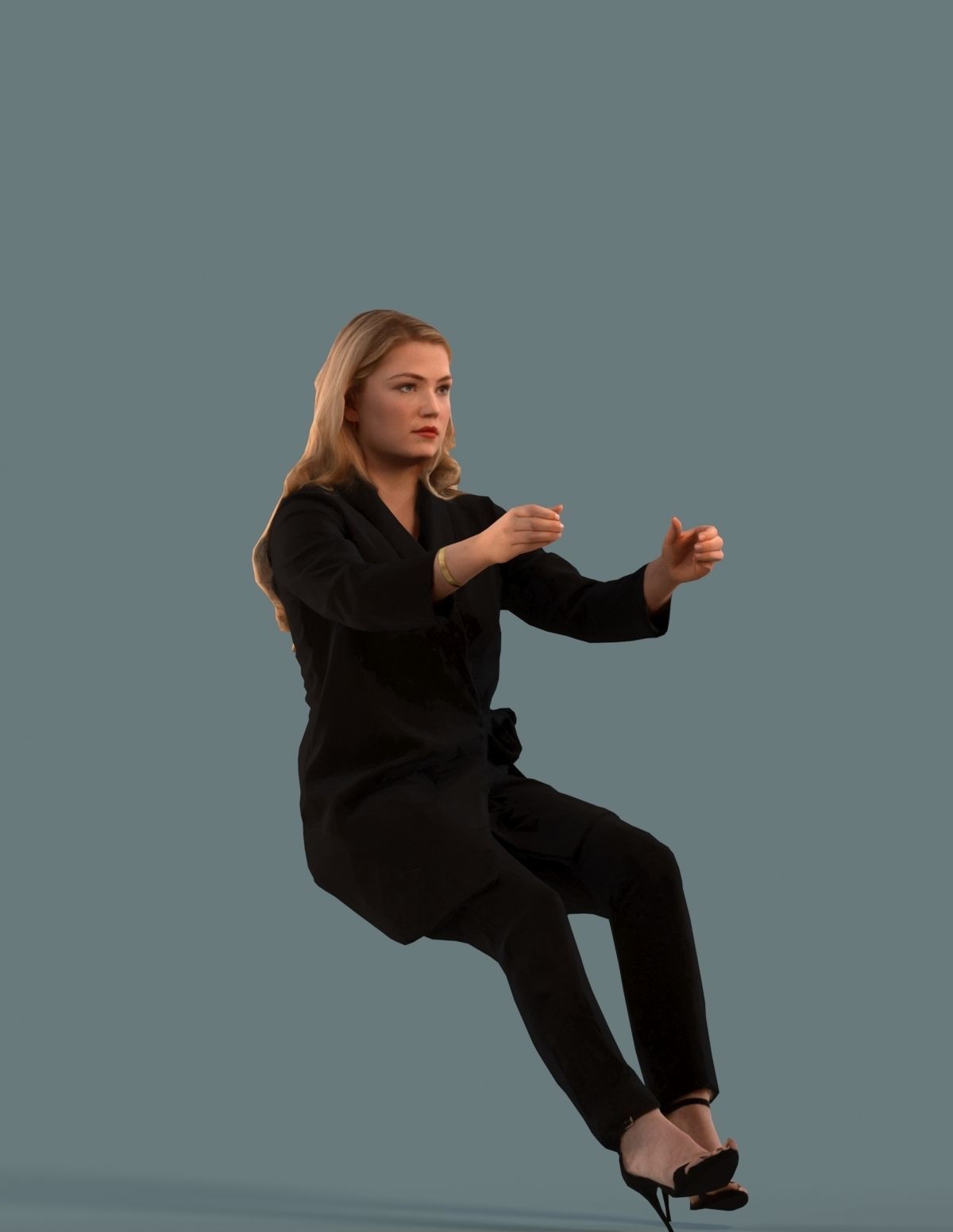 Low-poly set of 3D women driving a car 3D model_3