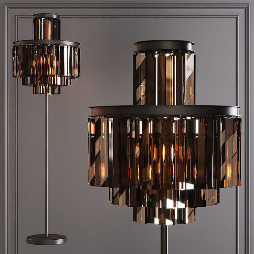 RH 1920S ODEON SMOKE GLASS FLOOR LAMP 4-TIER Black 3D model