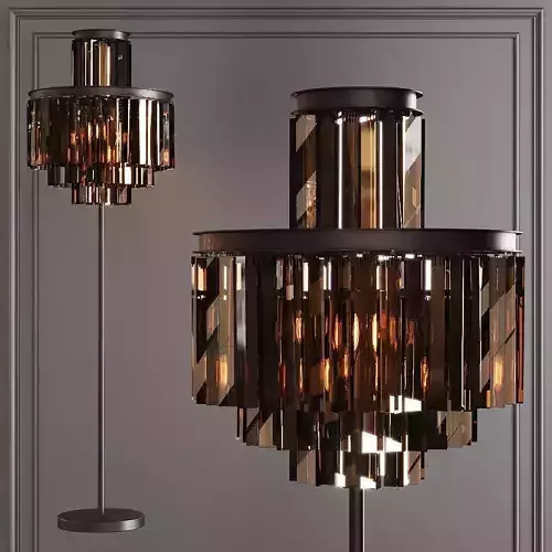 RH 1920S ODEON SMOKE GLASS FLOOR LAMP 4-TIER Black