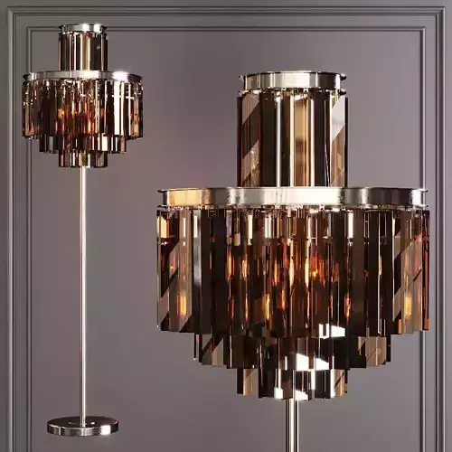 RH 1920S ODEON SMOKE GLASS FLOOR LAMP 4-TIER Nickel